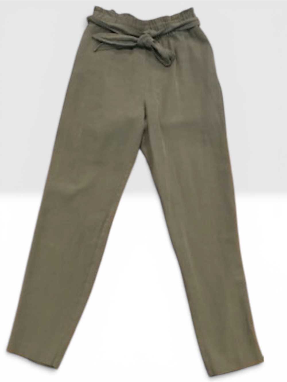 BCBGeneration ~Olive Green ~ Trouser ~Lightweight Rayon ~Tapered Leg ~Tie Belt